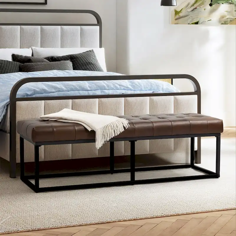 Alicia Classic Genuine Leather Durable Easy Suitable Bedroom Bench by HULALA HOME