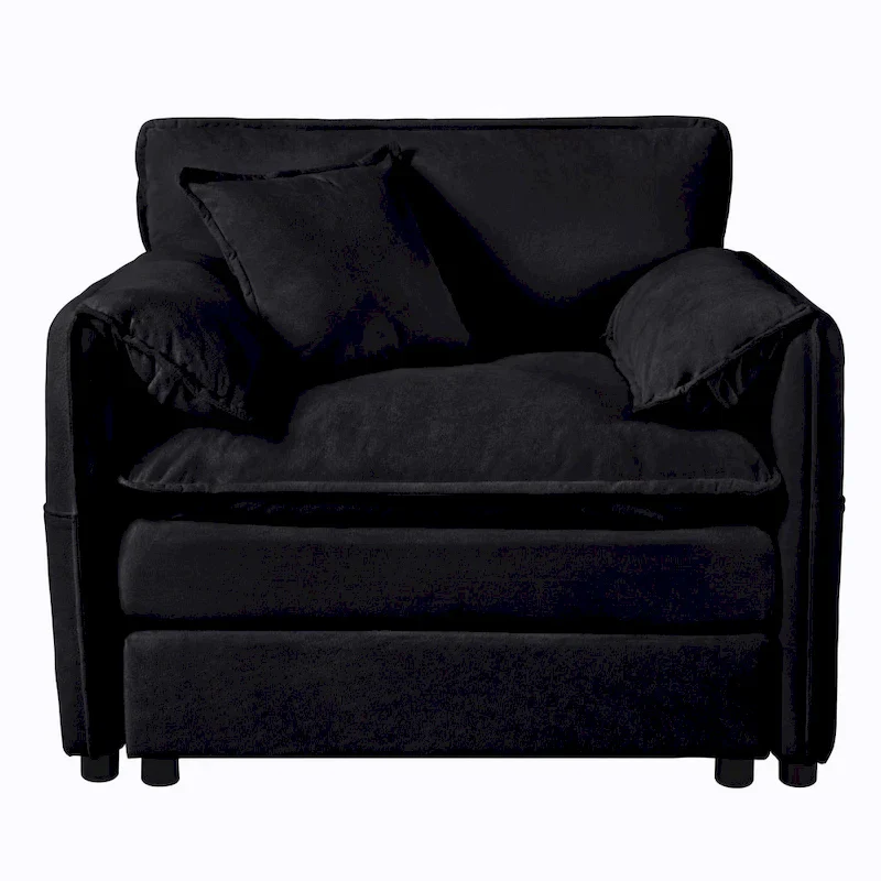 3-Piece Chenille Cloud Sofa & Armchair Set with Deep Seats & 3 Pillows