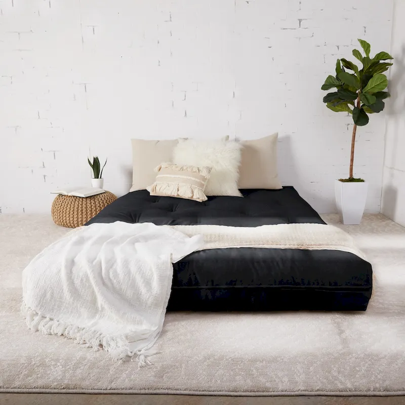 Queen Size 5-Inch Tufted Futon Mattress, Foam Fill, Foldable, Sofa Bed Convertible