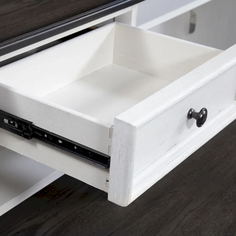 Allyson Park Wirebrushed White Charcoal L Shaped Desk Set