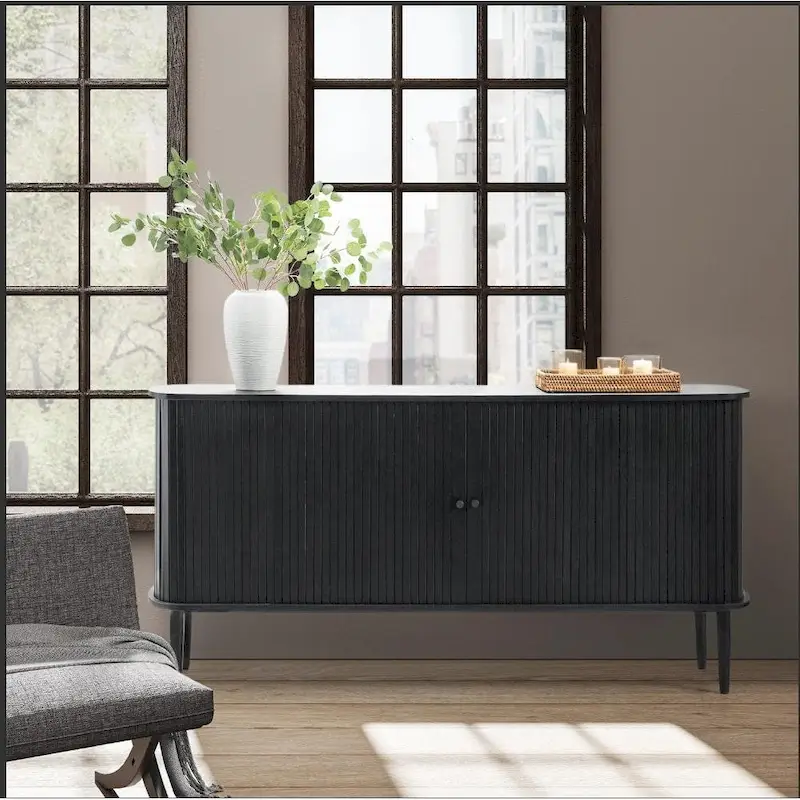 63-Inch Modern Sideboard with Sliding Doors and Adjustable Shelf
