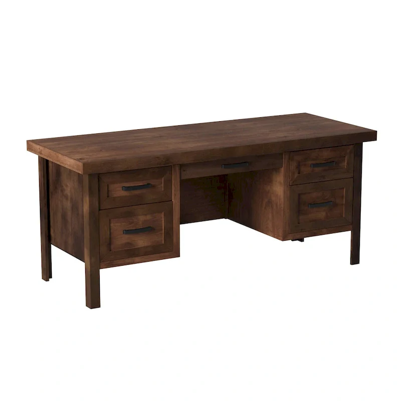 Bridgevine Home Sausalito 71 inch Executive Desk, No Assembly Required, Whiskey Finish