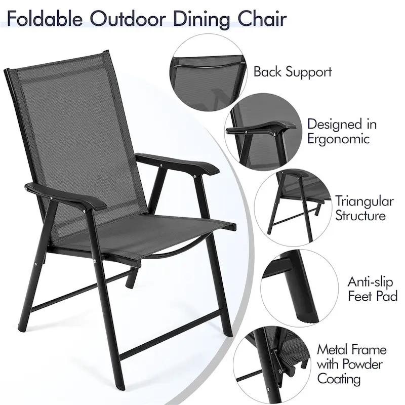 Yaheetech 4pcs Folding Dining Chairs Patio Dining Chairs with Backrest and Armrests