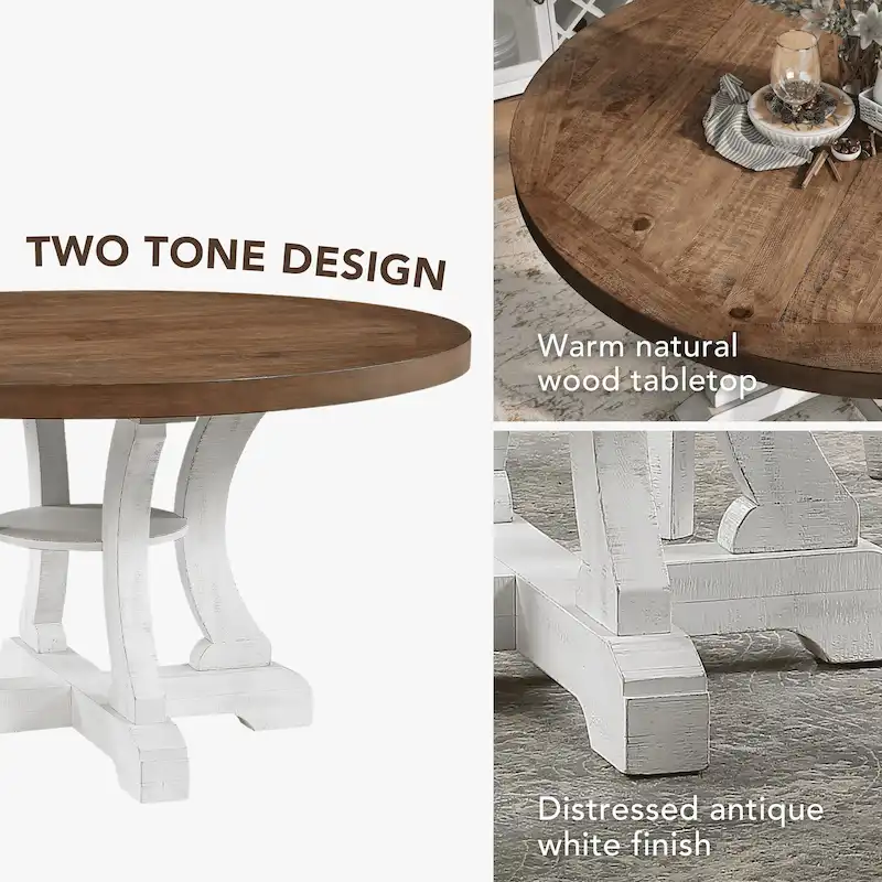 Furniture of America Sylmer Farmhouse 54-inch Wood Round Dining Table