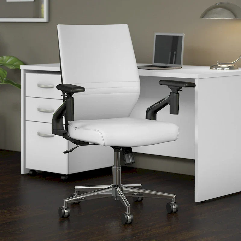 Cabot Mid Back Leather Office Chair by Bush Furniture