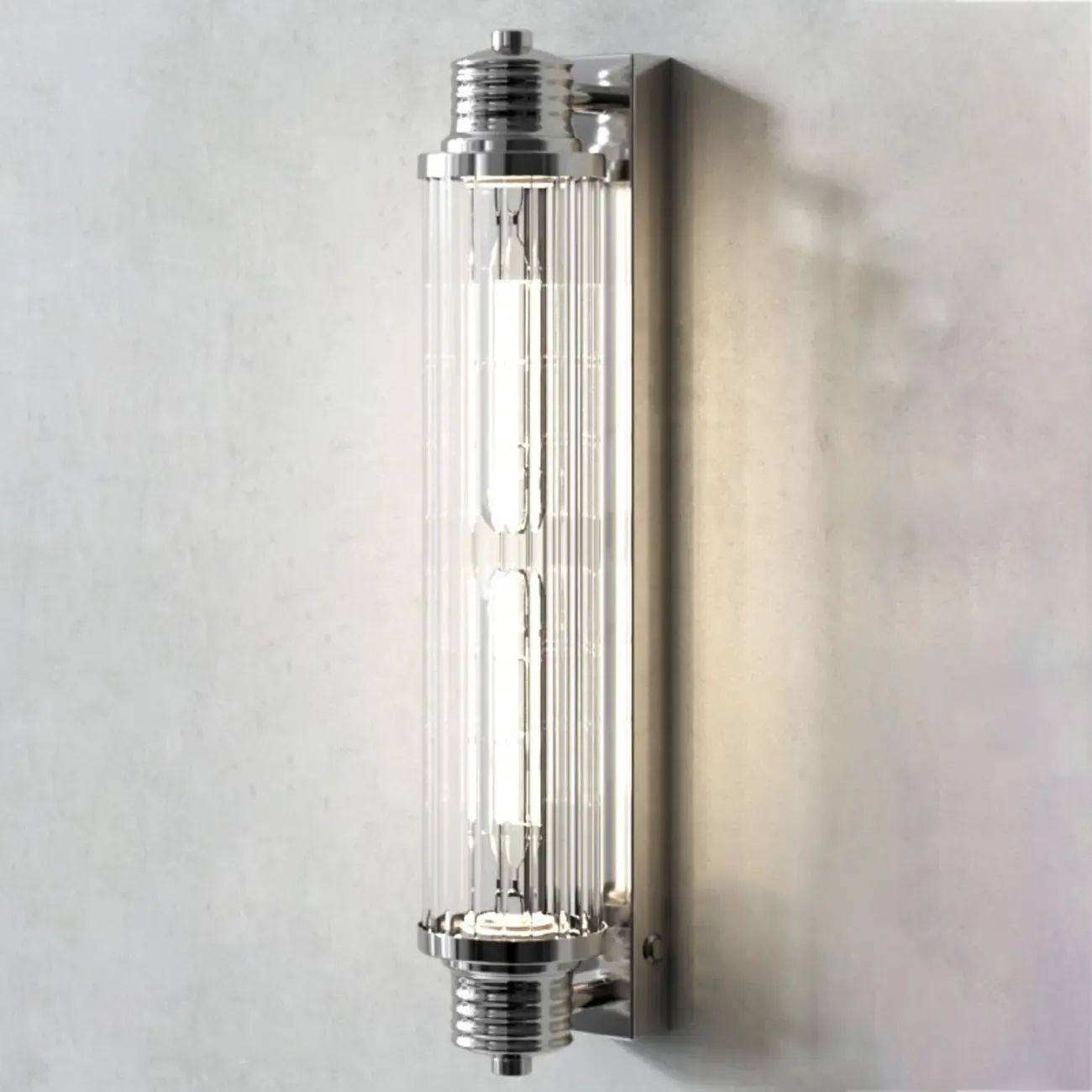 Chrome Glass Cylinder Vertical Wall Sconce
