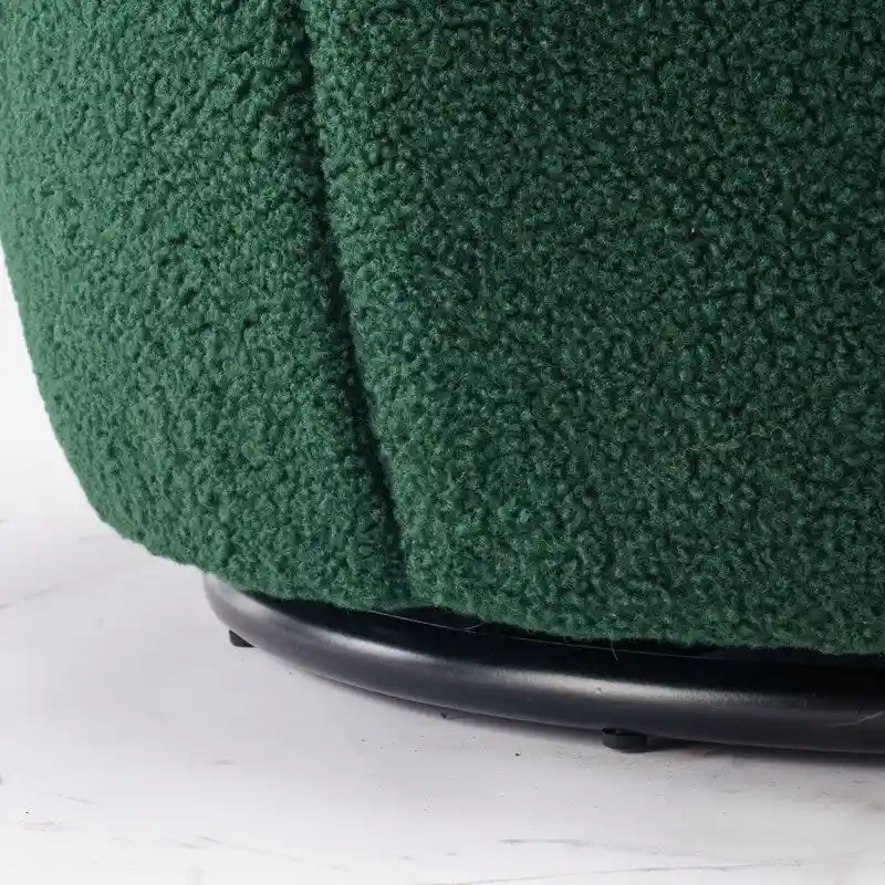 Teddy Fabric Swivel Accent Barrel Chair With Powder Coating Metal Ring