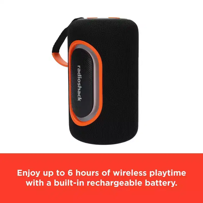RadioShack Portable Bluetooth Speaker 20W IPX5 Splashproof Blue and Red With RGB lights and Strap with TWS For Pairing