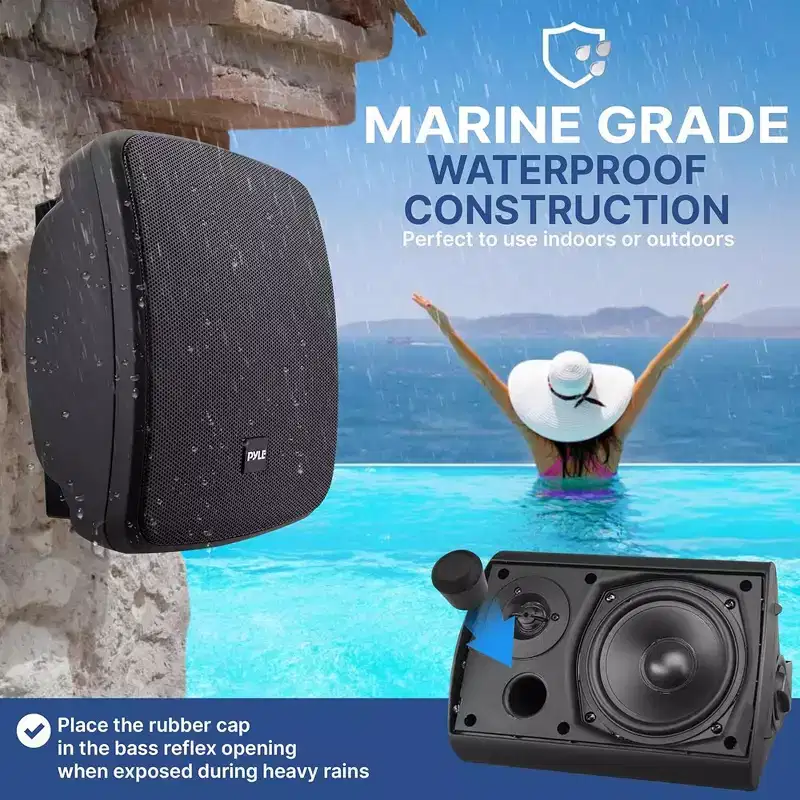 Pyle 4 Waterproof On-Wall/Patio Commercial Speaker - 40W, Marine Grade, Adjustable Bracket