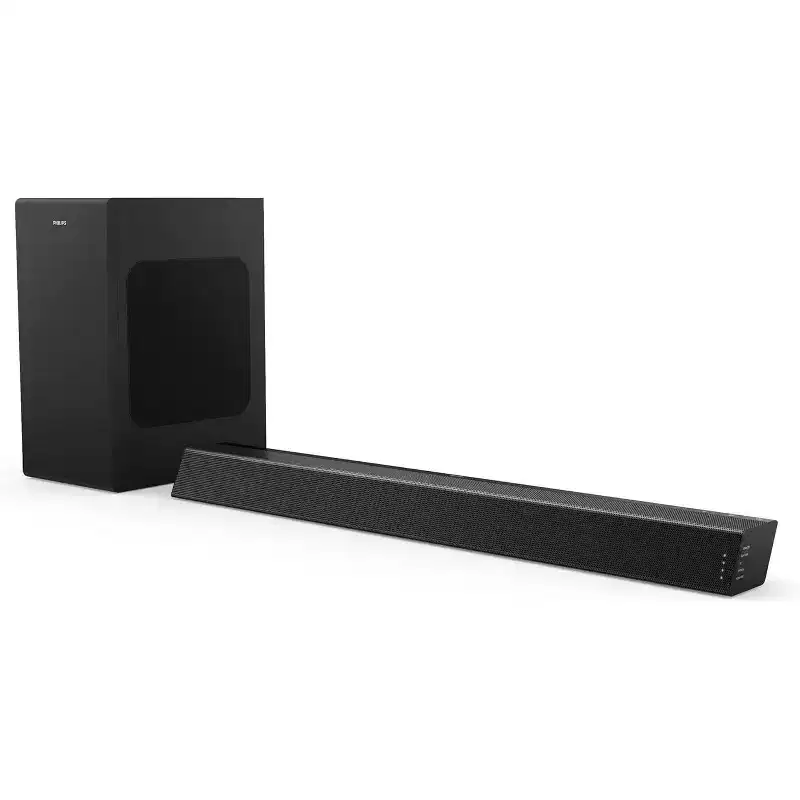 PHILIPS 2.1 Ch Soundbar with Wireless Subwoofer, Dolby Audio, Bluetooth Streaming, HDMI ARC, Multiple Sound Modes, Black