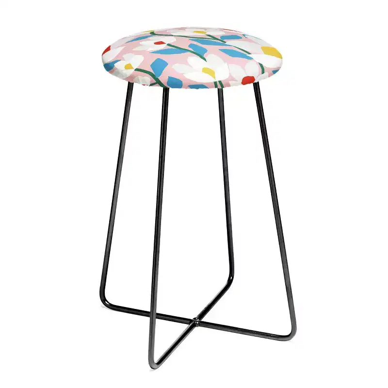 Maritza Lisa White Springs Florals Counter Height Barstool - Deny Designs