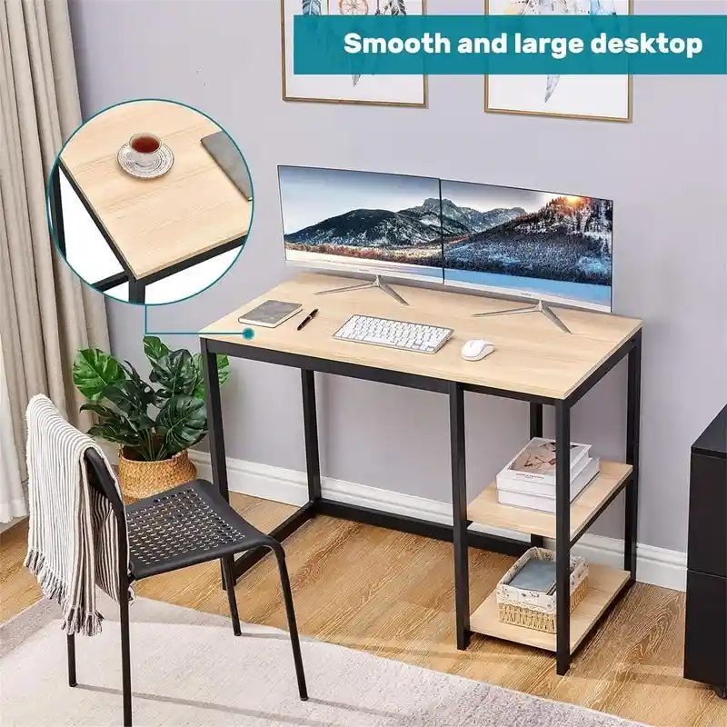 Computer Desk with 2-Tier Shelves - 40 Inch