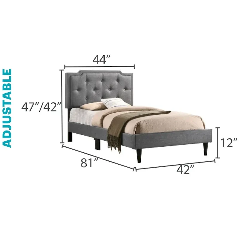 Deb Transitional Tufted Upholstered Panel Bed