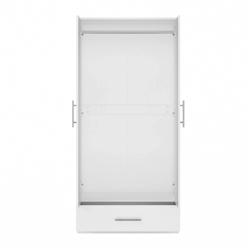31.5 W x 66.9 H Wardrobe Armoire Cloest with Drawer In Black,White