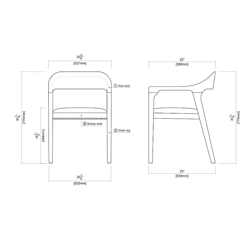 Rasmus Rubberwood Dining Armchairs