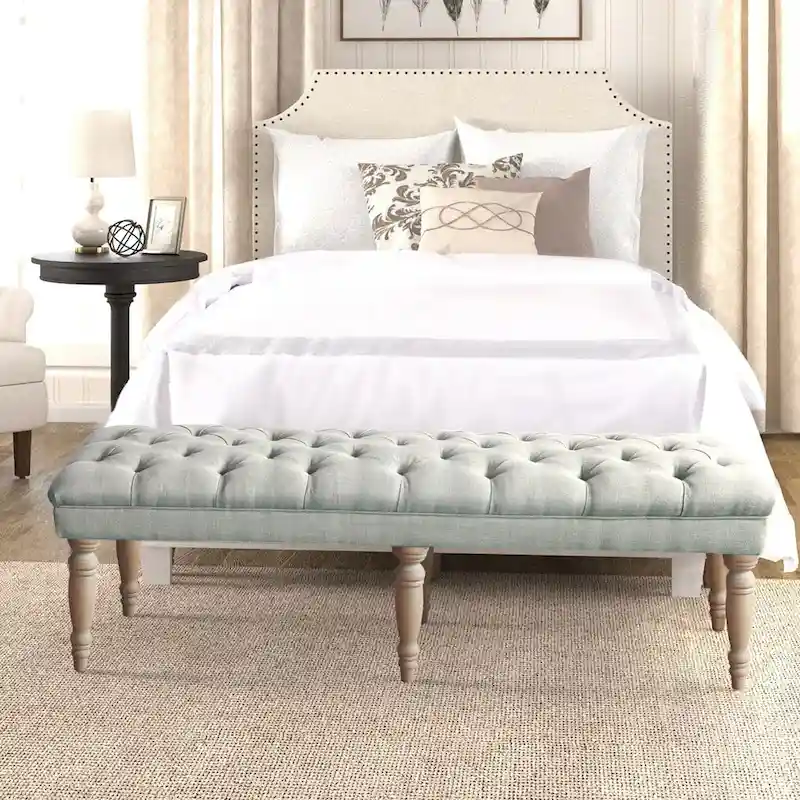Blasted Rock Grey Tufted Bench