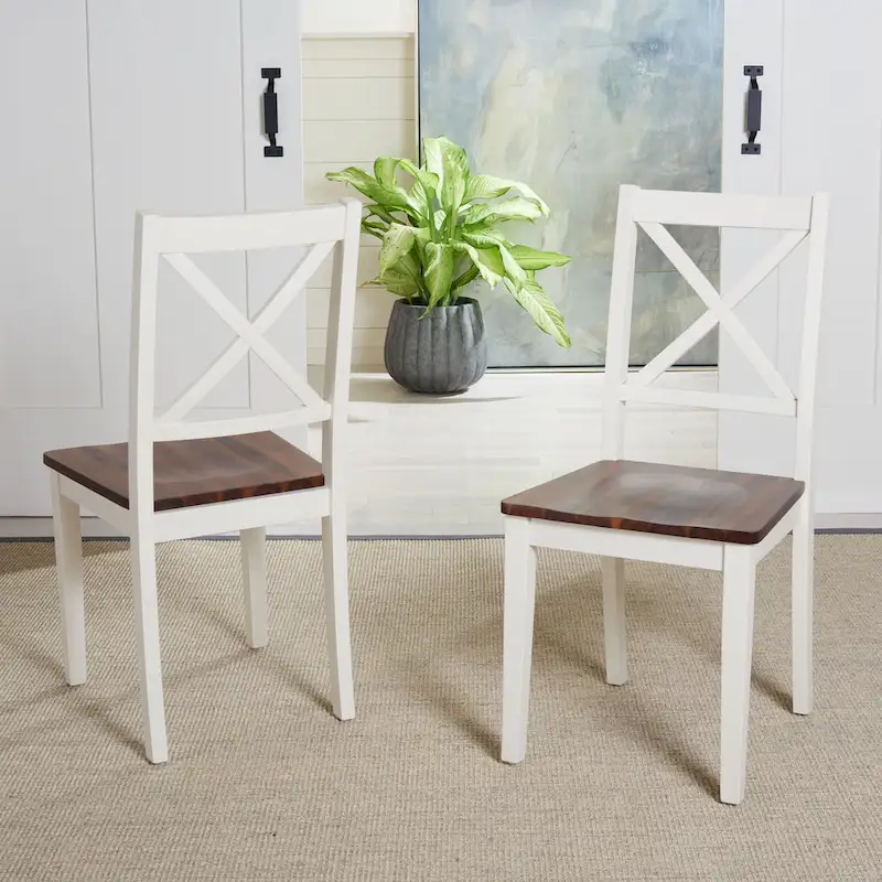 SAFAVIEH Lulla Farmhouse x-Back Dining Chair (Set of 2) - 18.4 W x 19.9 L x 37 H - 18Wx20Dx37H