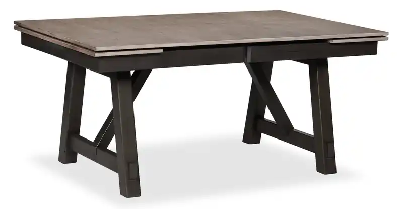 Zao Dining Table with 66-94W Extension, Melamine, Trestle Base