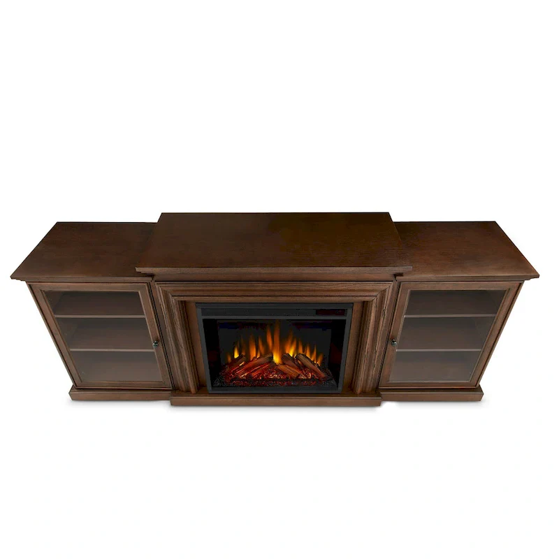 Frederick 72  Electric TV Stand Fireplace in Chestnut Oak by Real Flame - 72L x 15.5W x 30.1H