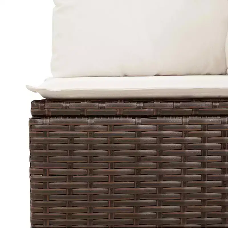 vidaXL 7 Piece Patio Sofa Set with Cushions Poly Rattan - With Table Black and Cream