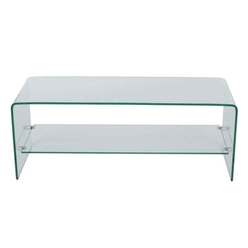 Glass Entertainment TV Console Stand with Shelf