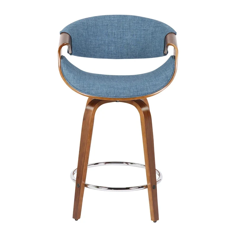 Carson Carrington Sauda 24 Fixed-Height Counter Stools with Bent Wood Legs & Round Footrest (Set of 2)