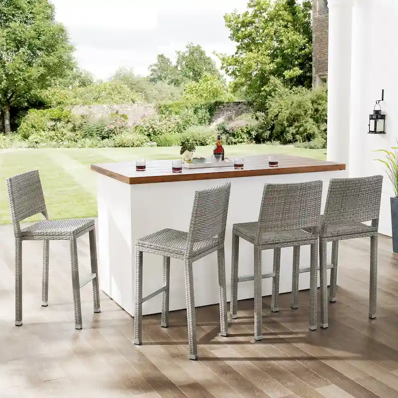 Corvus Plymouth Outdoor Modern Patio Aluminum Wicker Bar Stools (Set of 4)
