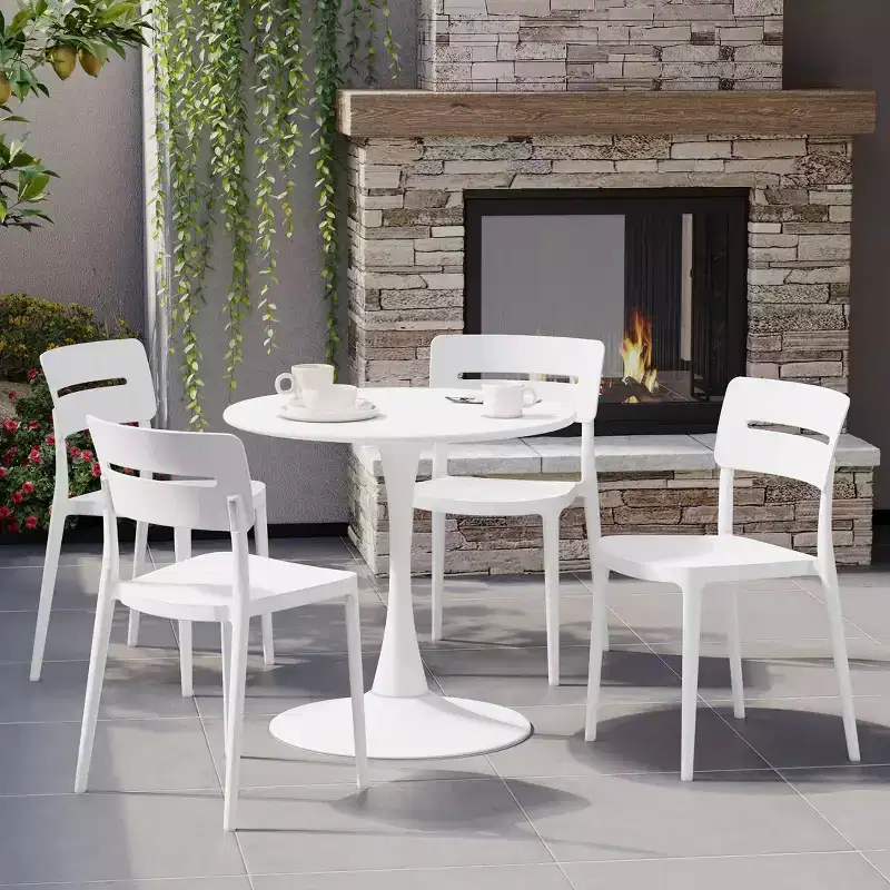 WestinTrends Playa Outdoor Modern Stackable Plastic Patio Dining Chairs (Set of 4), White