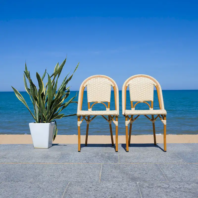SAFAVIEH Emiliana Outdoor Side Chair Set of 2 (Fully Assembled) - 20Wx35Dx22H