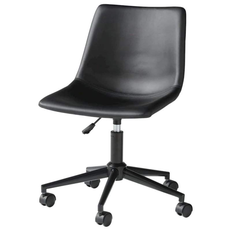Black Faux Leather Swivel Desk Chair with Bucket Seat