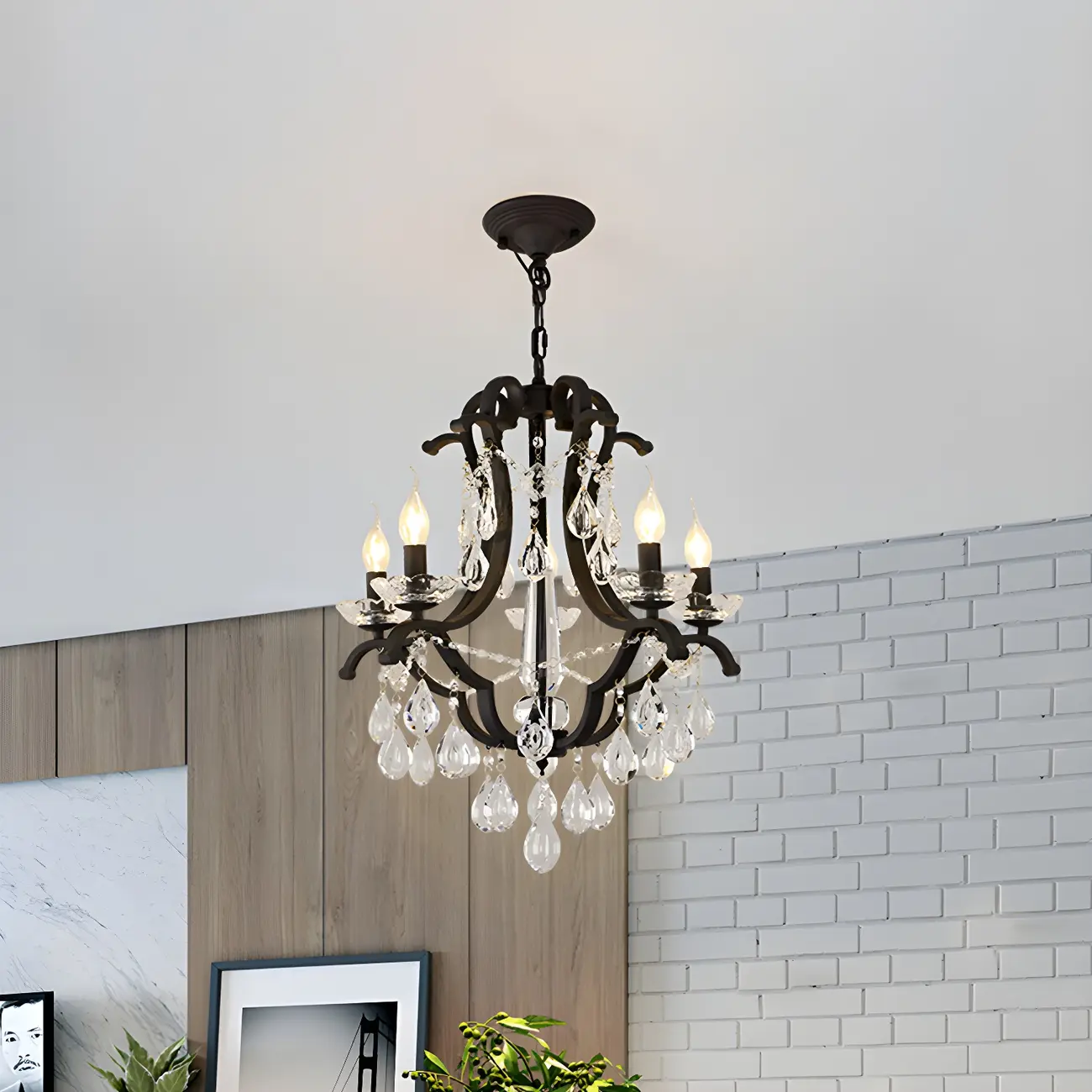 Traditional Black Crystal Candlestick Chandelier