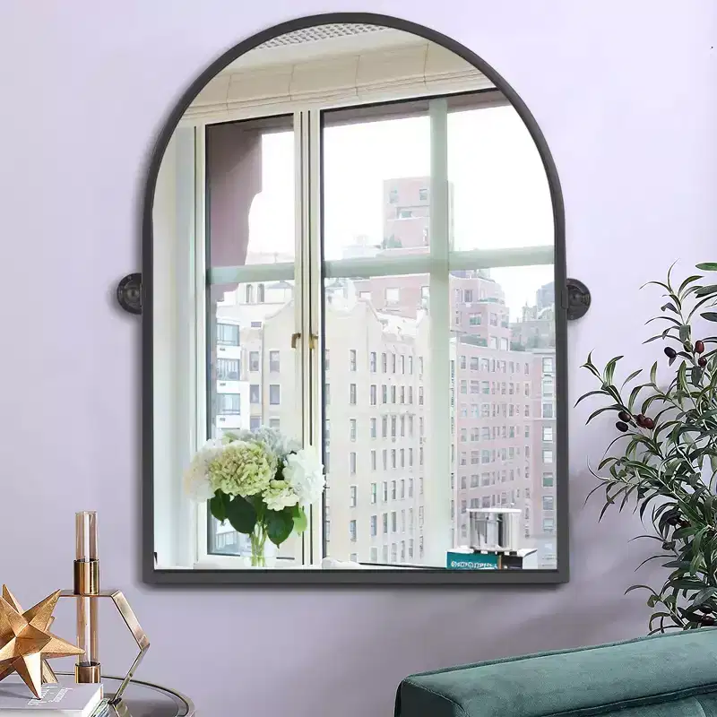 PexFix Iron Metal Frame Windowpane Wall Mirror Farmhouse Rustic Elegant Decor for Living Room Bedroom Bathroom Entryway