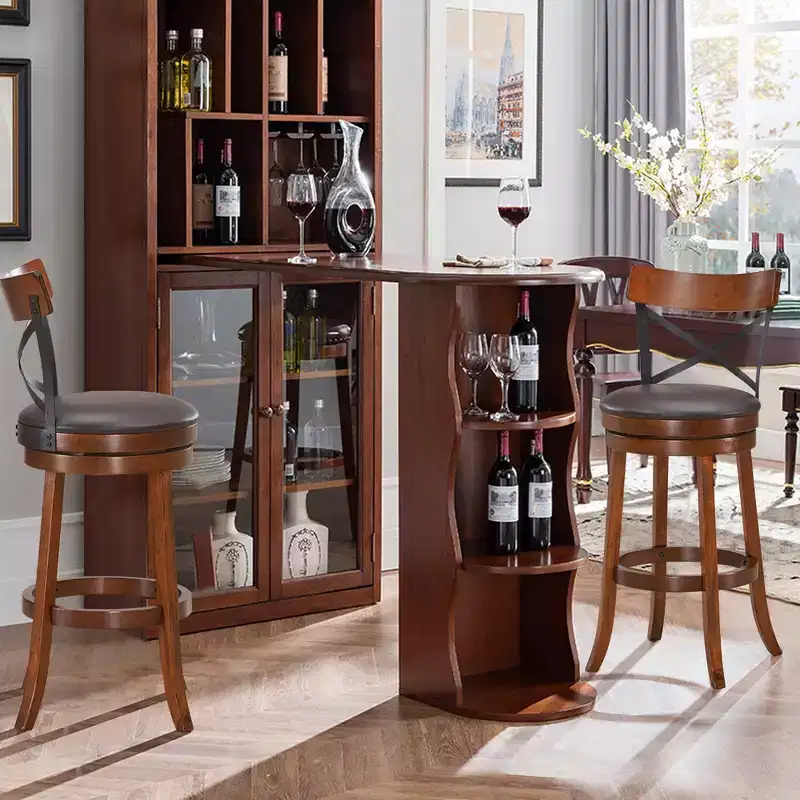 Costway Set of 4 Bar Stools Swivel 29.5'' Dining Bar Chairs with Rubber Wood Legs