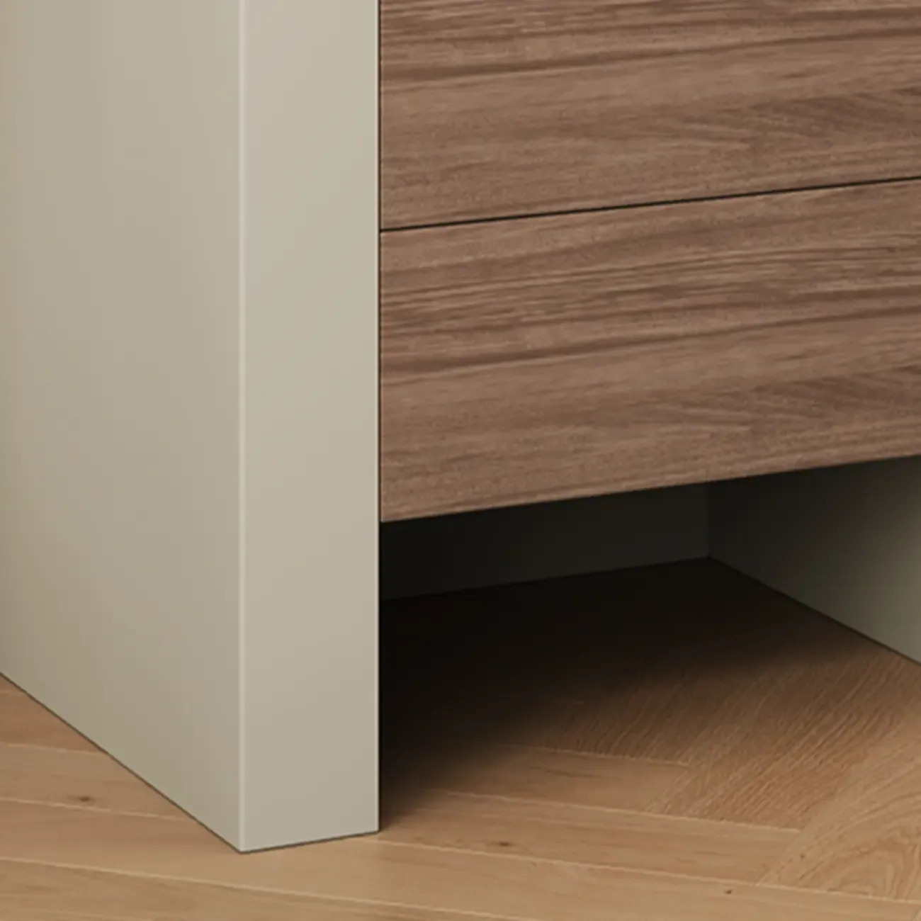 Modern Brown Grey Pine Wood 2-Drawer Nightstand