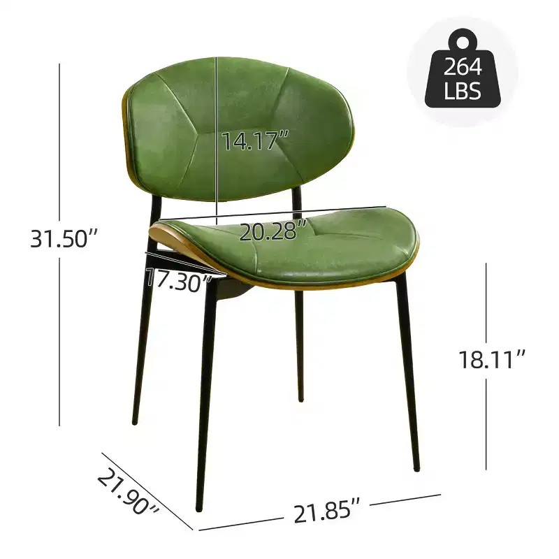 Art Leon Faux Leather and Bentwood Dining Chair with Metal Legs, Set of 2