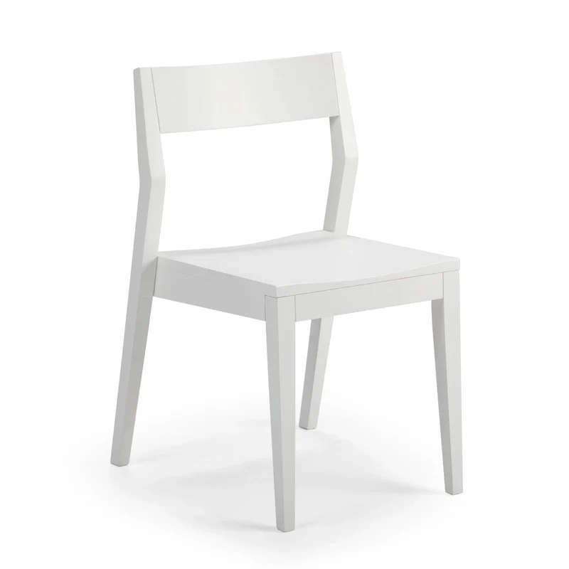 4-Color Modern Solid Pine Wood Dining Chair with Angled Back & Contoured Seat for 1