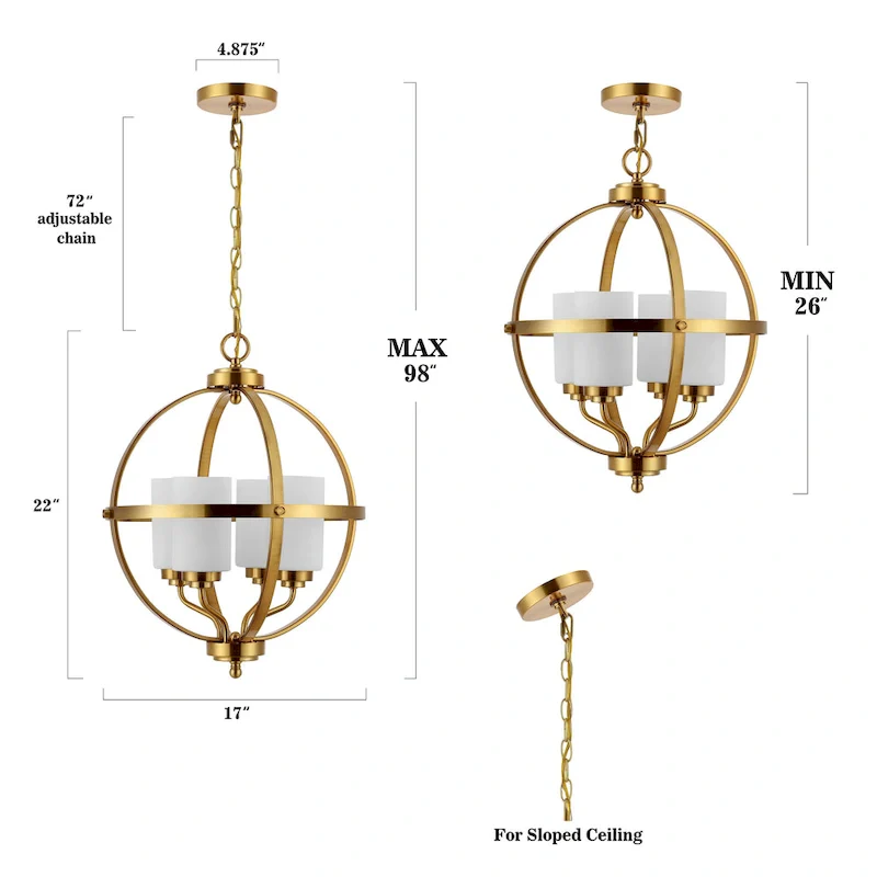 SAFAVIEH Lighting Maribelle 4-Light Led Adjustable Pendant - 17  W x 17  L x 26-98  H - 17Wx17Dx98H