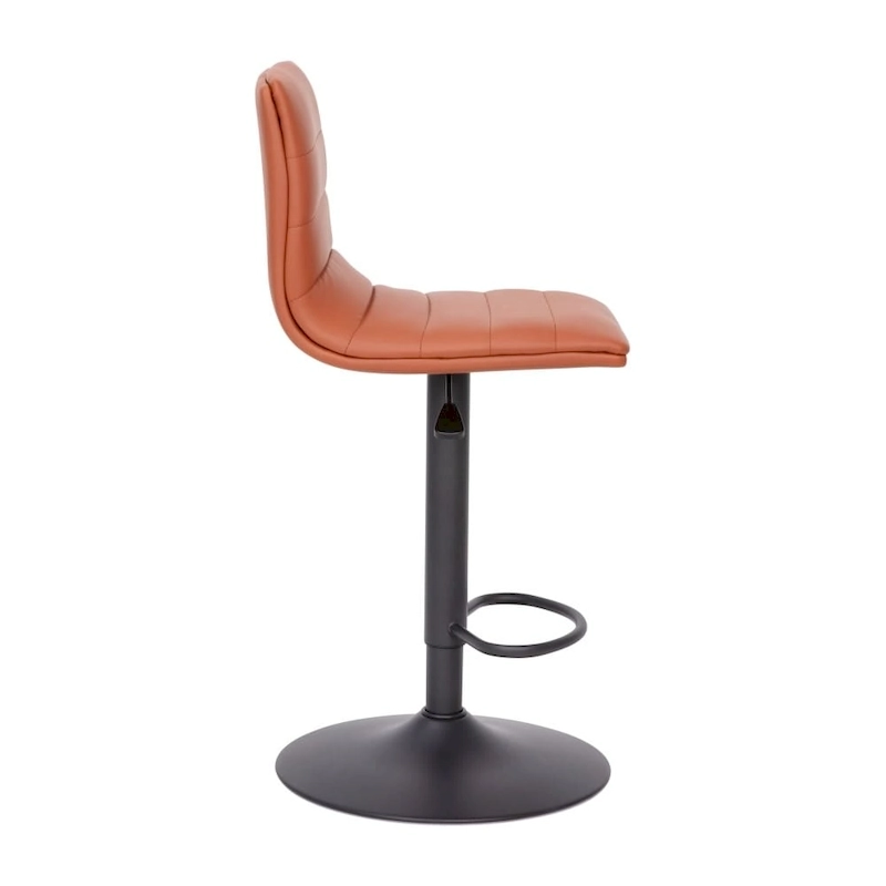 Modern Channel Stitched Adjustable Height Swivel Barstool with Footrest
