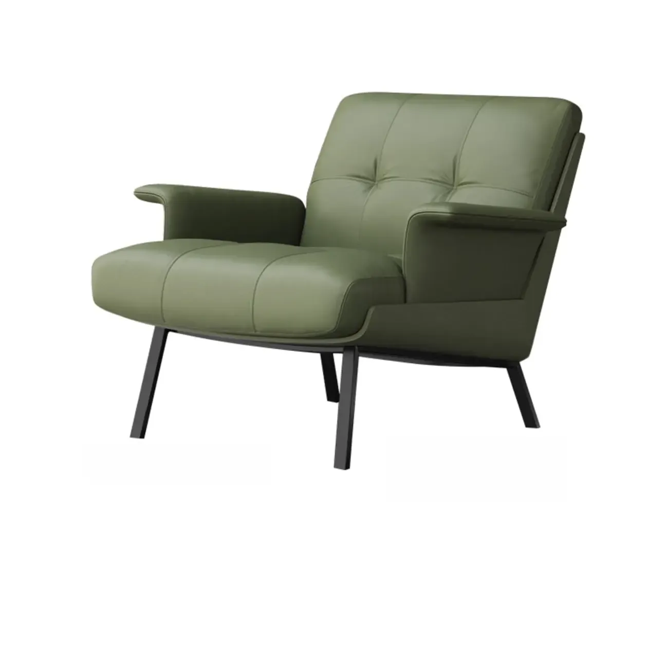 Modern Tufted Microfiber Leather Accent Chair with Arms