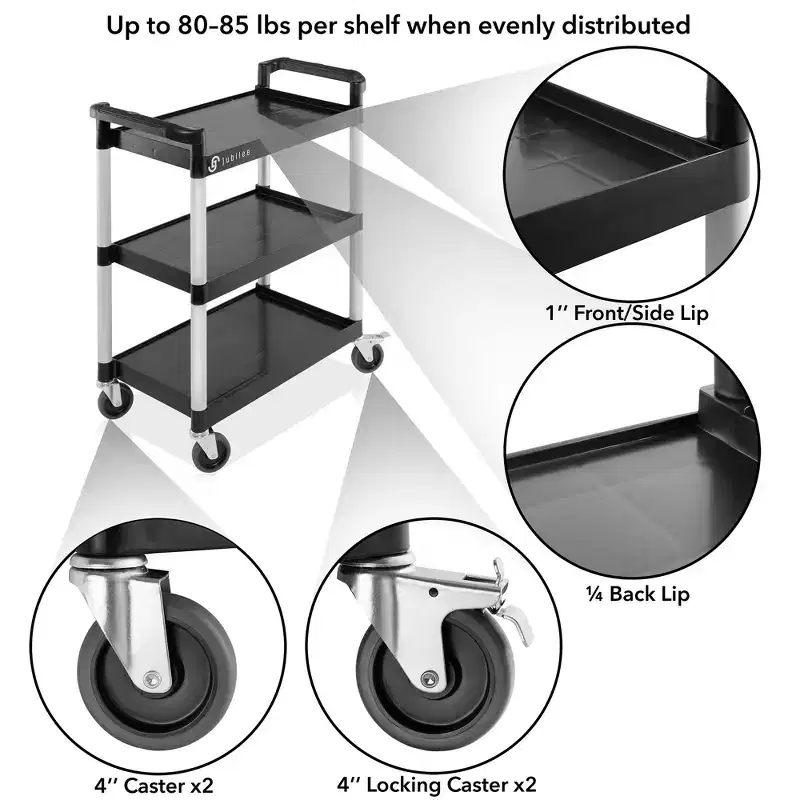 Jubilee 3-Tier Utility Service Cart with Wheels