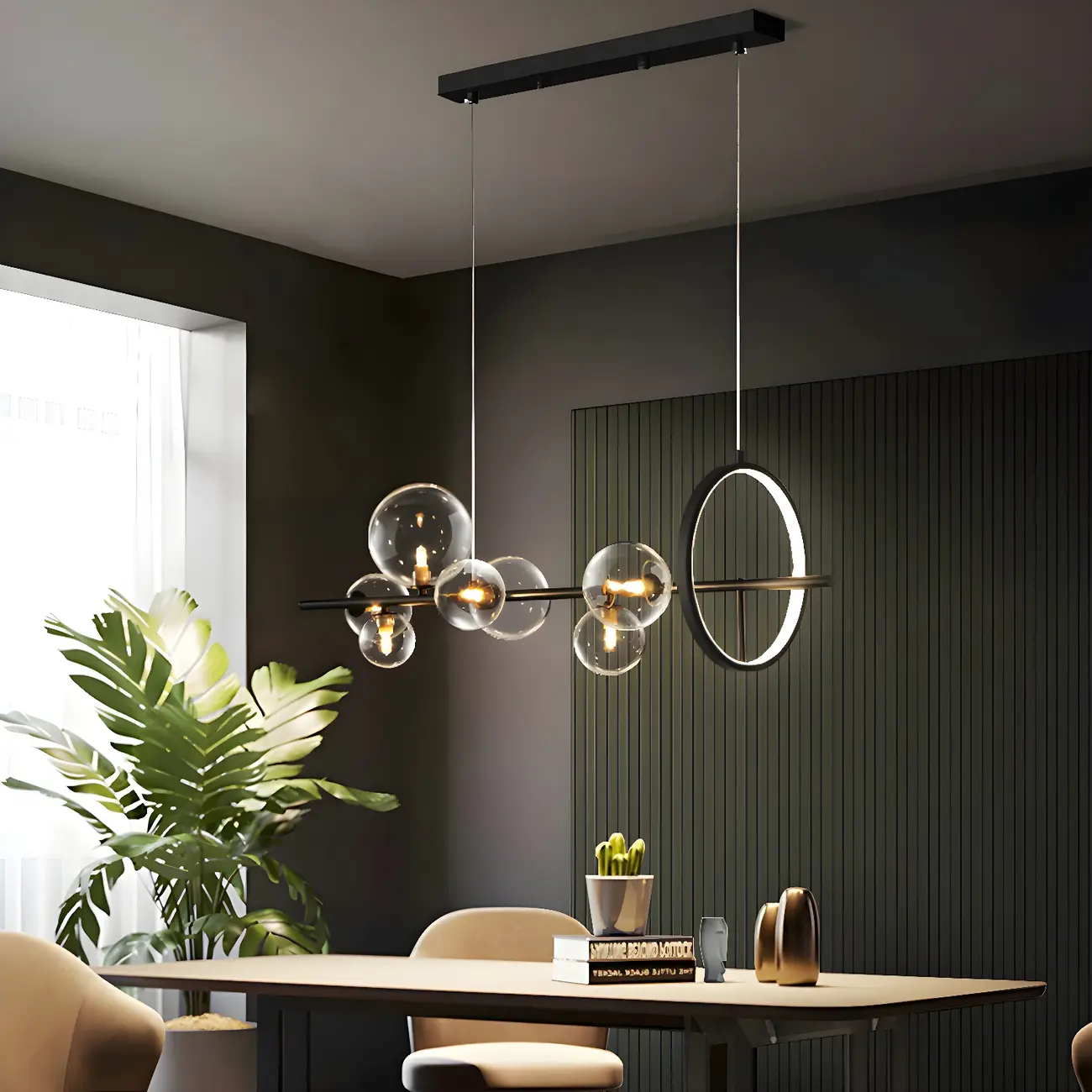 Artistic Black Glass Globe Island Hanging Light