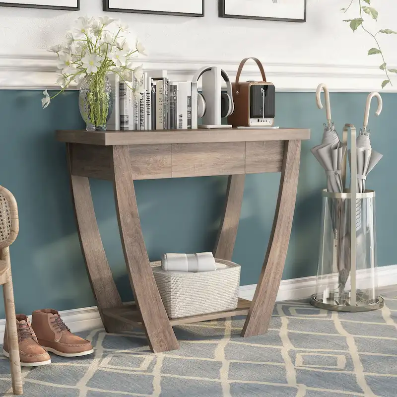 Modern Console Table with Drawer and Shelf - 36 inch
