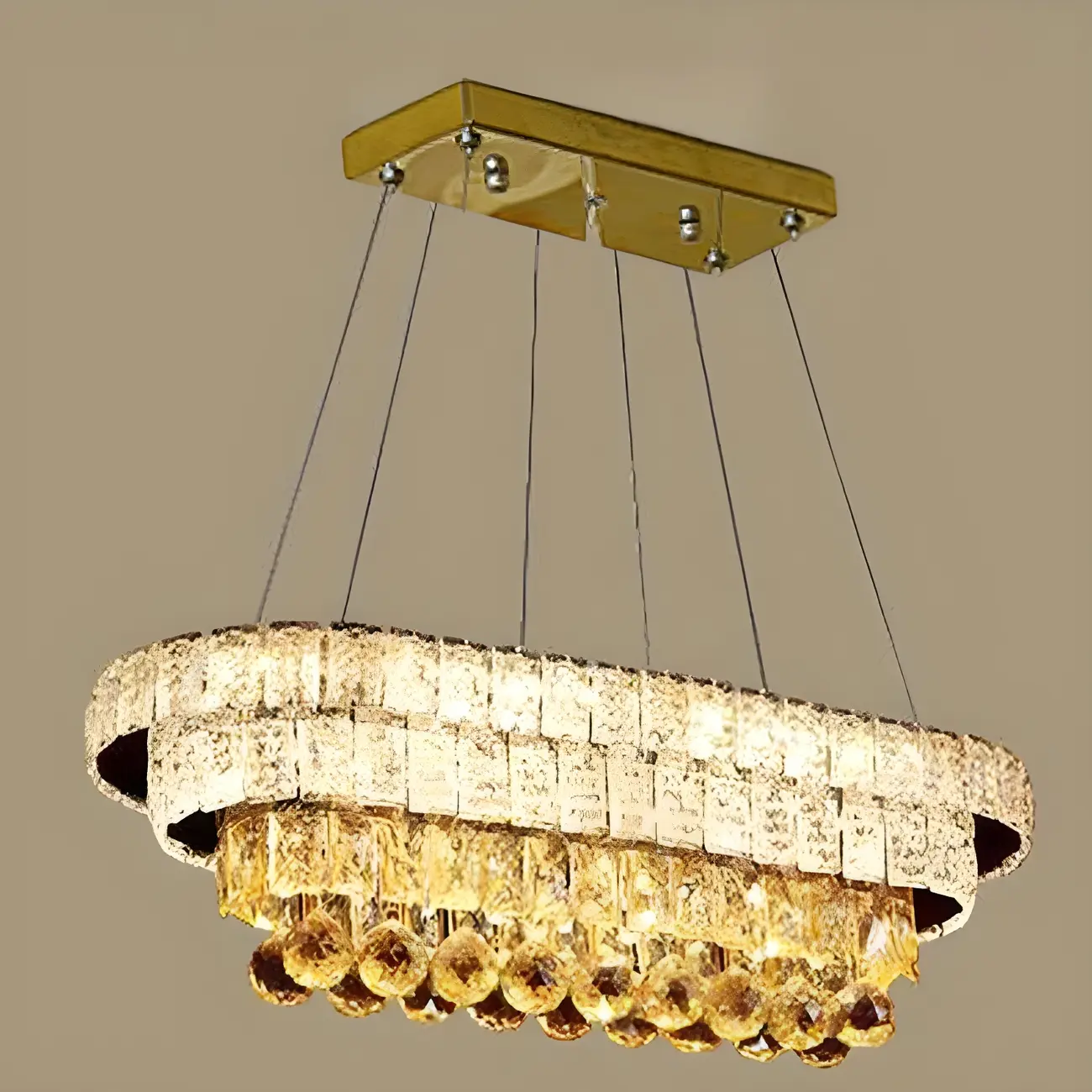 Elegant Gold/Silver Crystal Kitchen Island Pendant Light