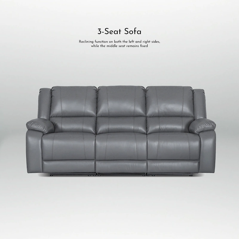 2-Piece Classic Faux Leather Manual Reclining Living Room Sofa Set with Console and Cup Holders