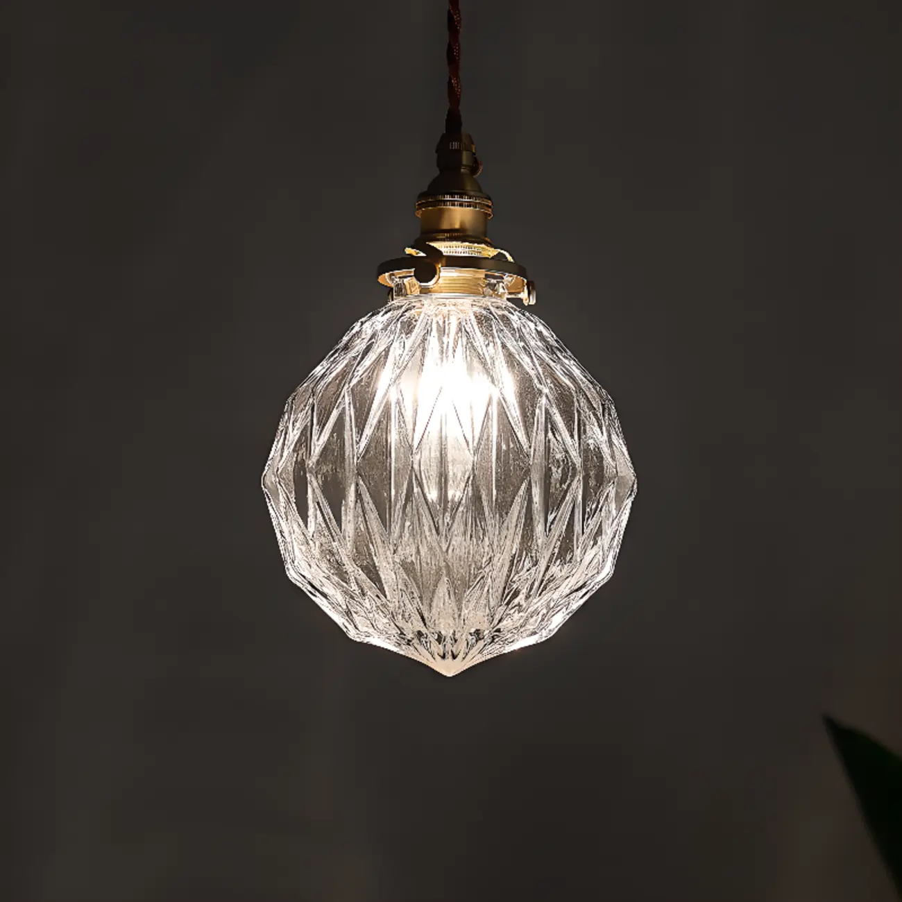 Modern Adjustable Gold Crakle Glass Globe Pendant Light