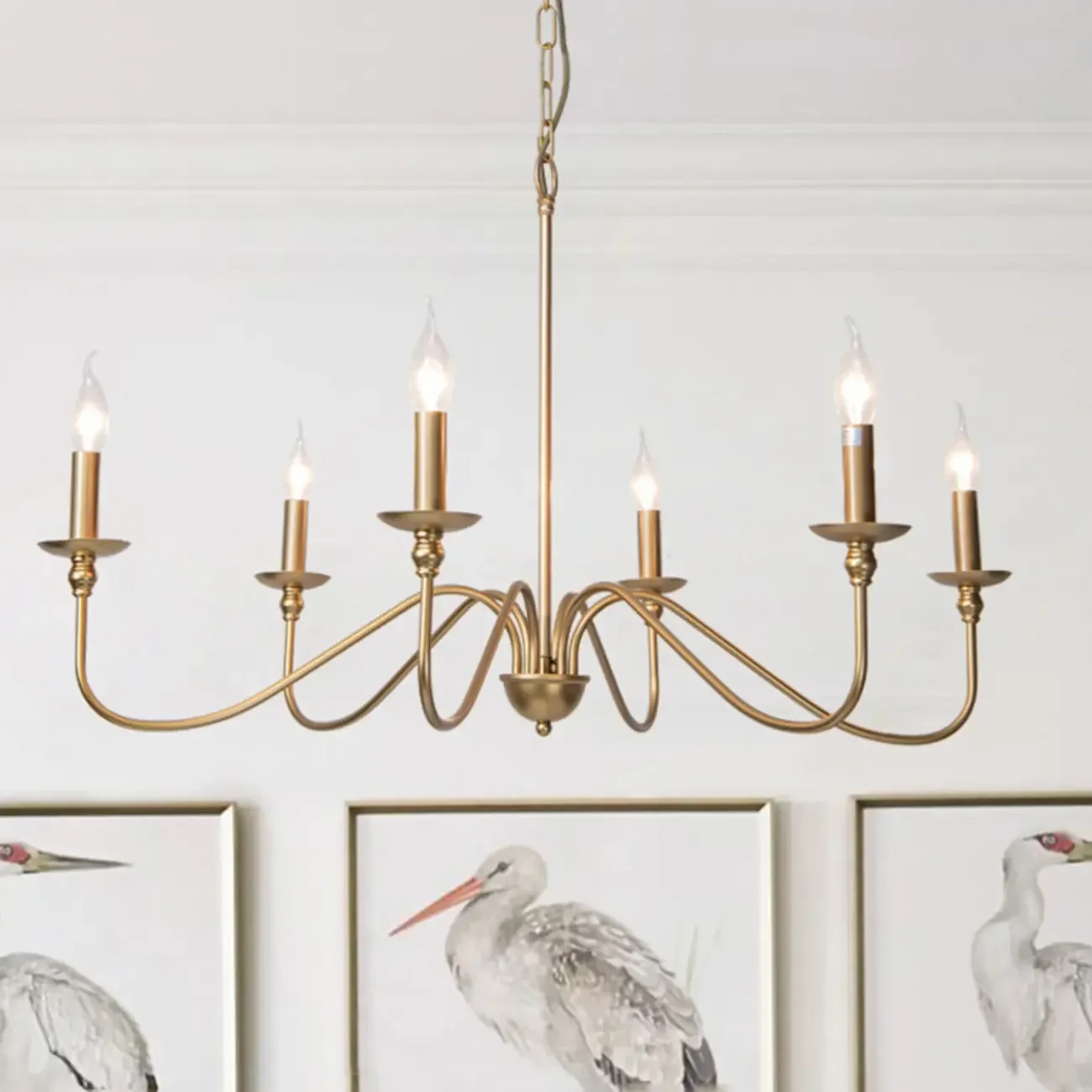 Adjustable Height Classic Golden Candelabra Chandelier