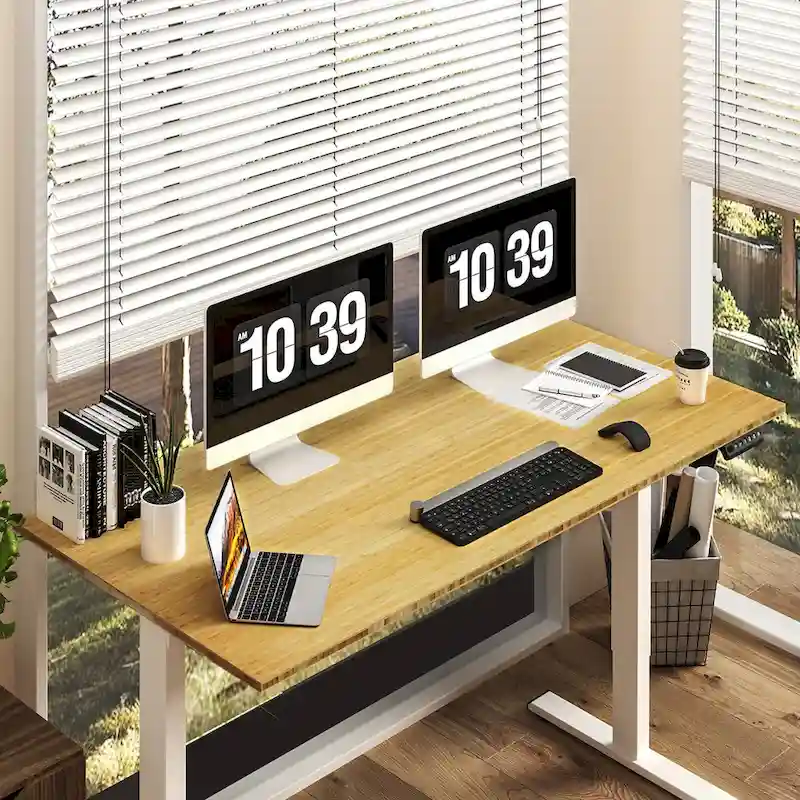 Bamboo Electric Height Adjustable Standing Desk - Single User