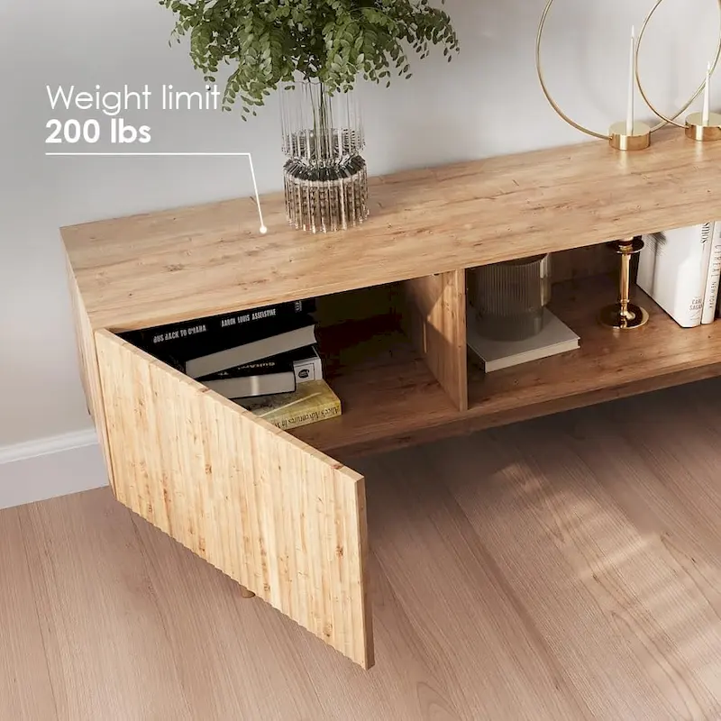 Living Skog Kelly TV Stand Console Fits TV's up to 65 in. with Wood Legs in Mid Century Modern Scandinavian Design