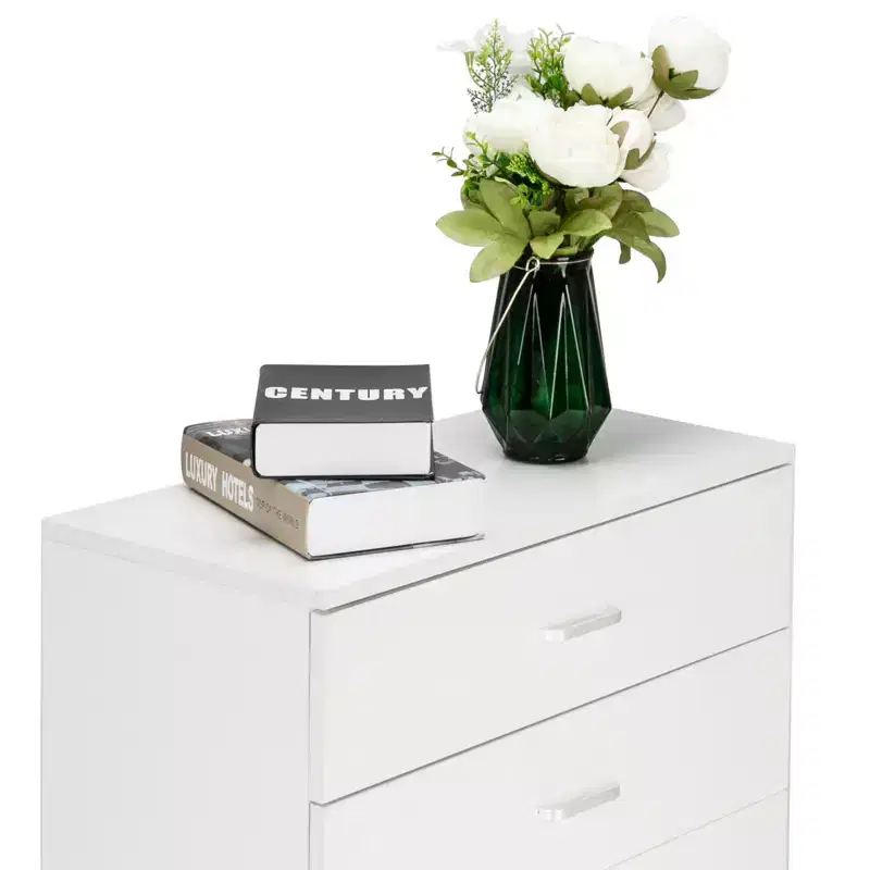 Karl Home 3-Drawer White Particle Board 25.98in. W Chest of Drawer