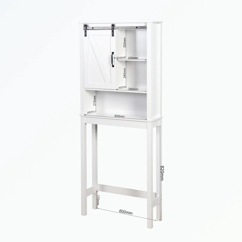 Over-the-Toilet Storage Cabinet with A Barn Door